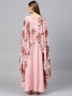 Ahalyaa Women Pink Floral A Line Fusion Dresses | Grocsy