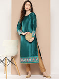 Ahalyaa Women Ethnic Motifs Embroidered Gotta Patti Kurta | Grocsy
