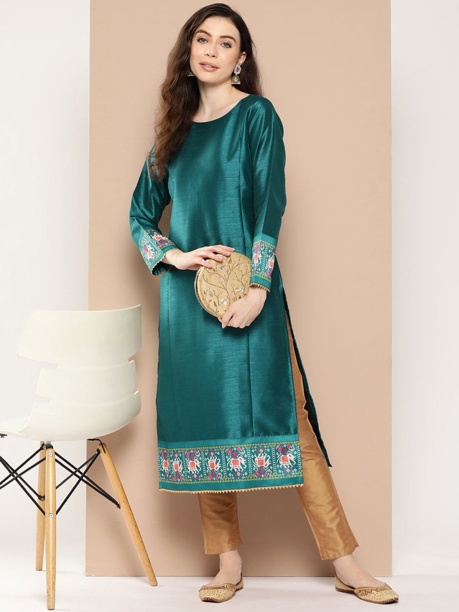Ahalyaa Women Ethnic Motifs Embroidered Gotta Patti Kurta | Grocsy
