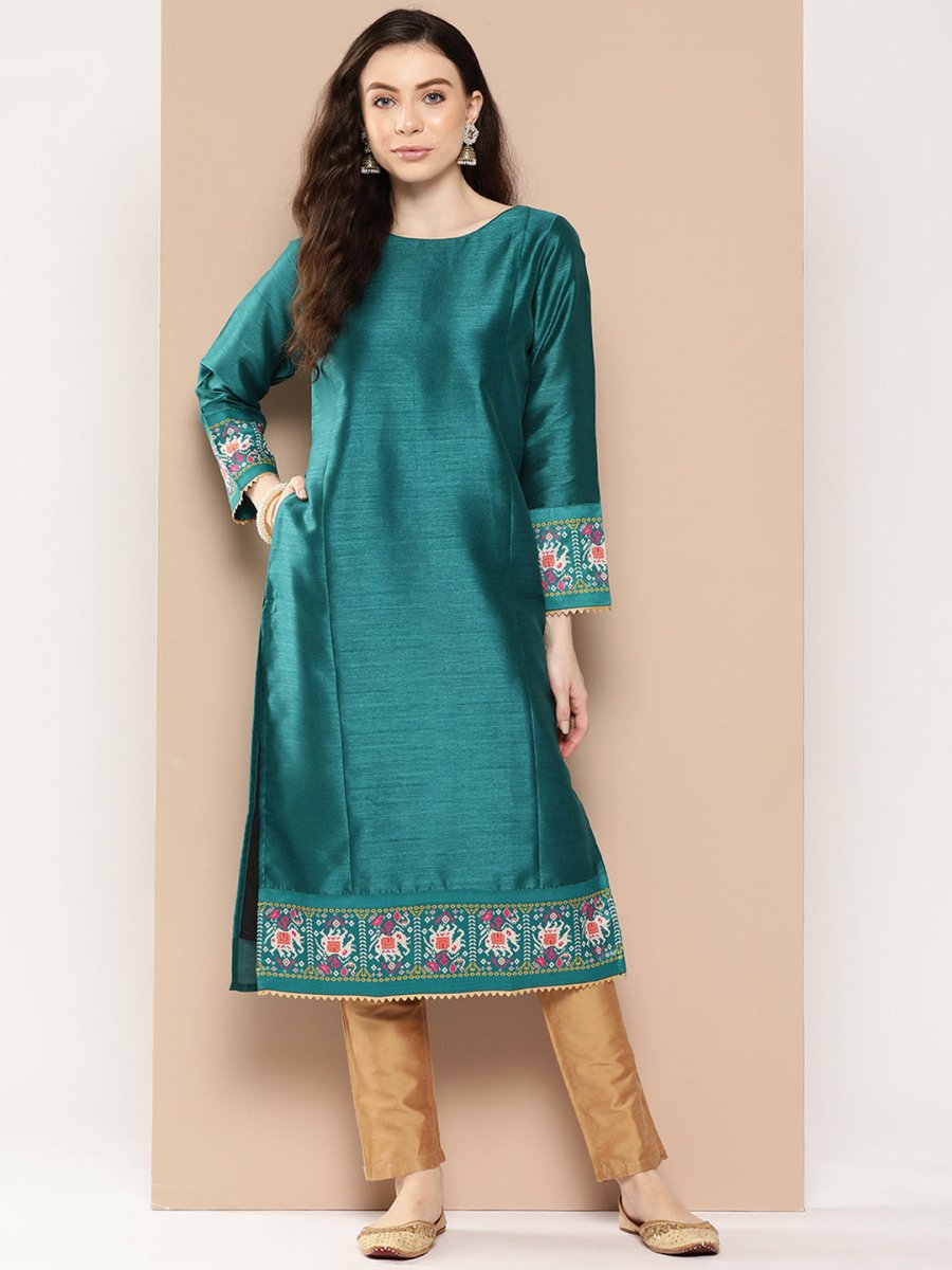 Ahalyaa Women Ethnic Motifs Embroidered Gotta Patti Kurta | Grocsy