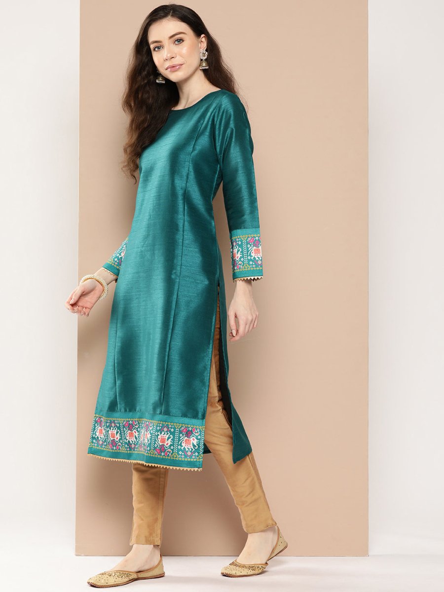 Ahalyaa Women Ethnic Motifs Embroidered Gotta Patti Kurta | Grocsy