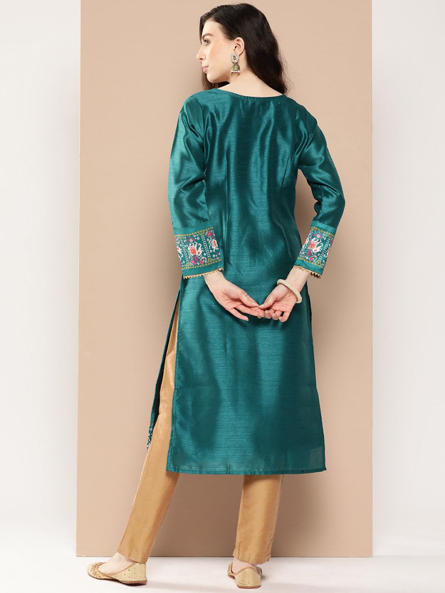 Ahalyaa Women Ethnic Motifs Embroidered Gotta Patti Kurta | Grocsy