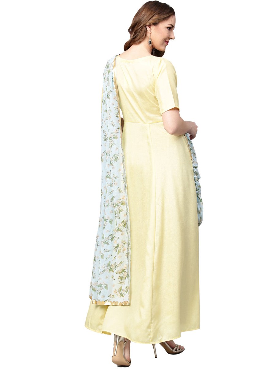 Ahalyaa Draped Dupatta A line Dress | Grocsy