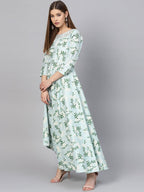 Ahalyaa Sky Blue Printed Asymmetric Kurta | Grocsy