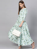 Ahalyaa Sky Blue Printed Asymmetric Kurta | Grocsy