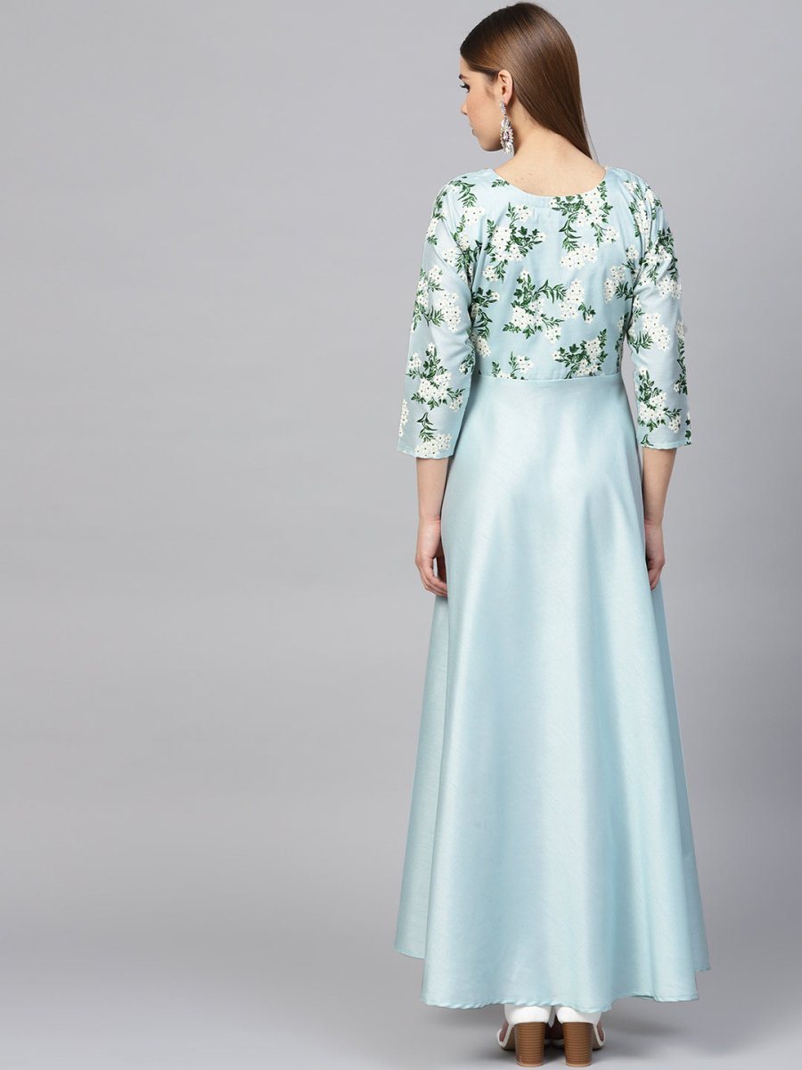 Ahalyaa Sky Blue Pigment Print A-Line Kurta | Grocsy