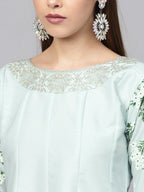 Ahalyaa Sky Blue Pigment Print Anarkali Beautiful Kurta | Grocsy