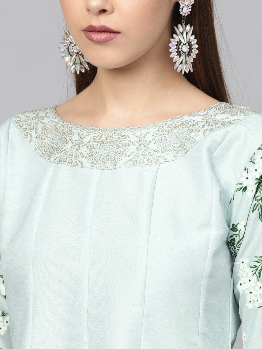 Ahalyaa Sky Blue Pigment Print Anarkali Beautiful Kurta | Grocsy