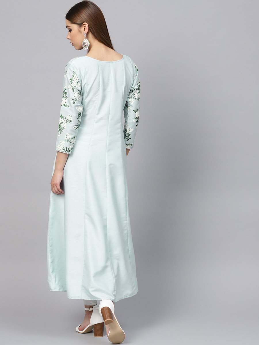 Ahalyaa Sky Blue Pigment Print Anarkali Beautiful Kurta | Grocsy