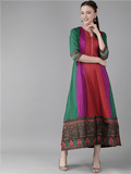Ahalyaa Women Multicoloured Colourblocked Panalled Maxi Dress | Grocsy