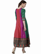Ahalyaa Women Multicoloured Colourblocked Panalled Maxi Dress | Grocsy