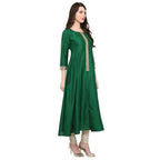 Ahalyaa Women's Green And Gold Anarkali For Festive And Party Wear | Grocsy