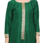 Ahalyaa Women's Green And Gold Anarkali For Festive And Party Wear | Grocsy