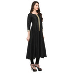 Ahalyaa Women's Black And Gold Anarkali For Festive And Party Wear | Grocsy