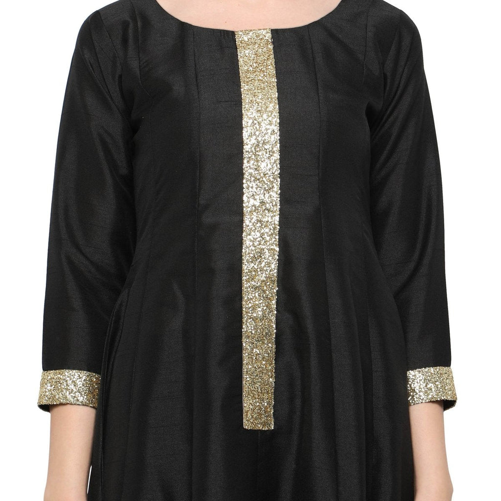 Ahalyaa Women's Black And Gold Anarkali For Festive And Party Wear | Grocsy