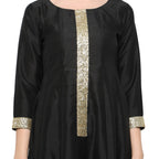 Ahalyaa Women's Black And Gold Anarkali For Festive And Party Wear | Grocsy