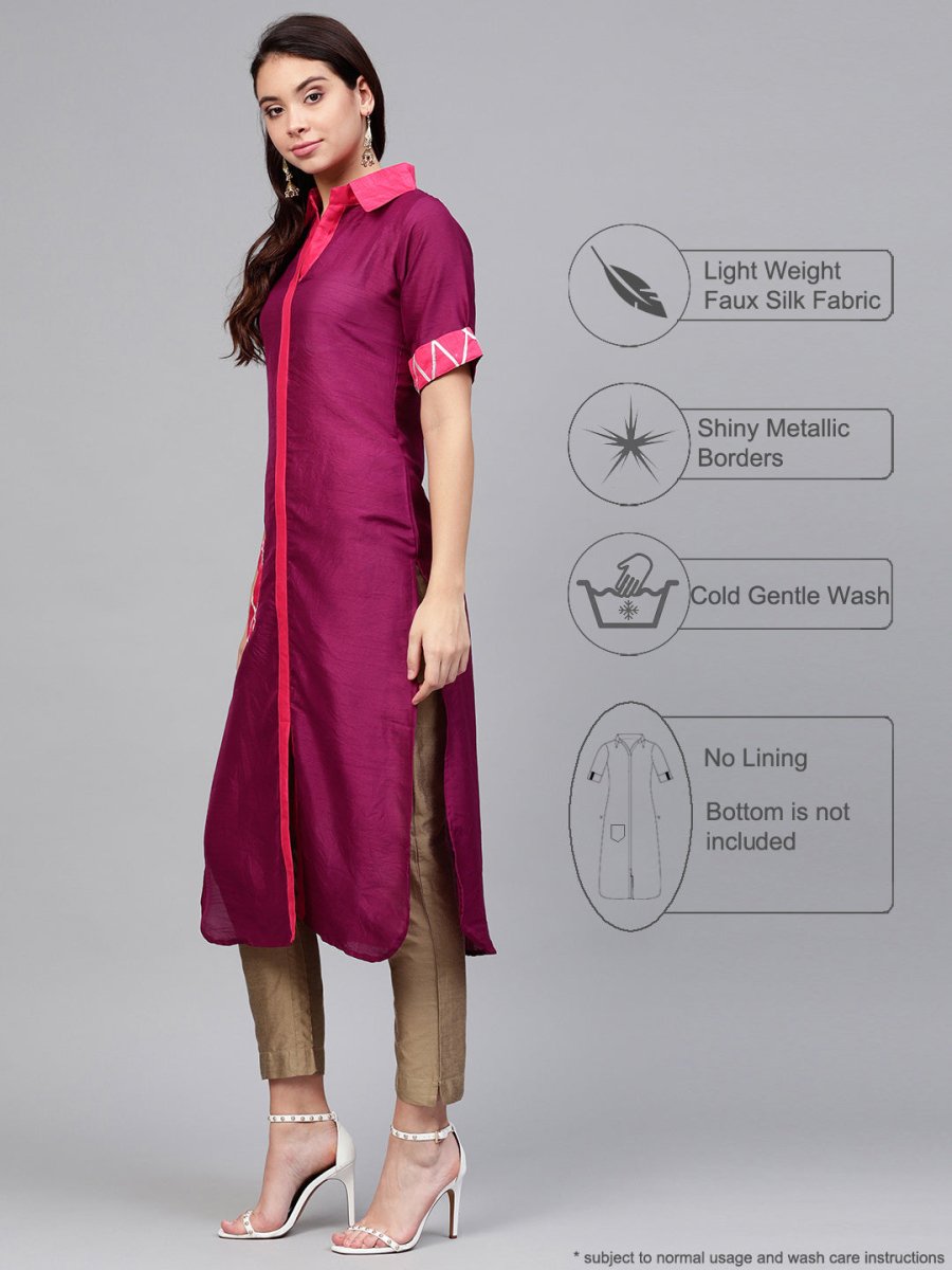Ahalyaa Solid Straight Poly Silk Beautiful Kurta | Grocsy