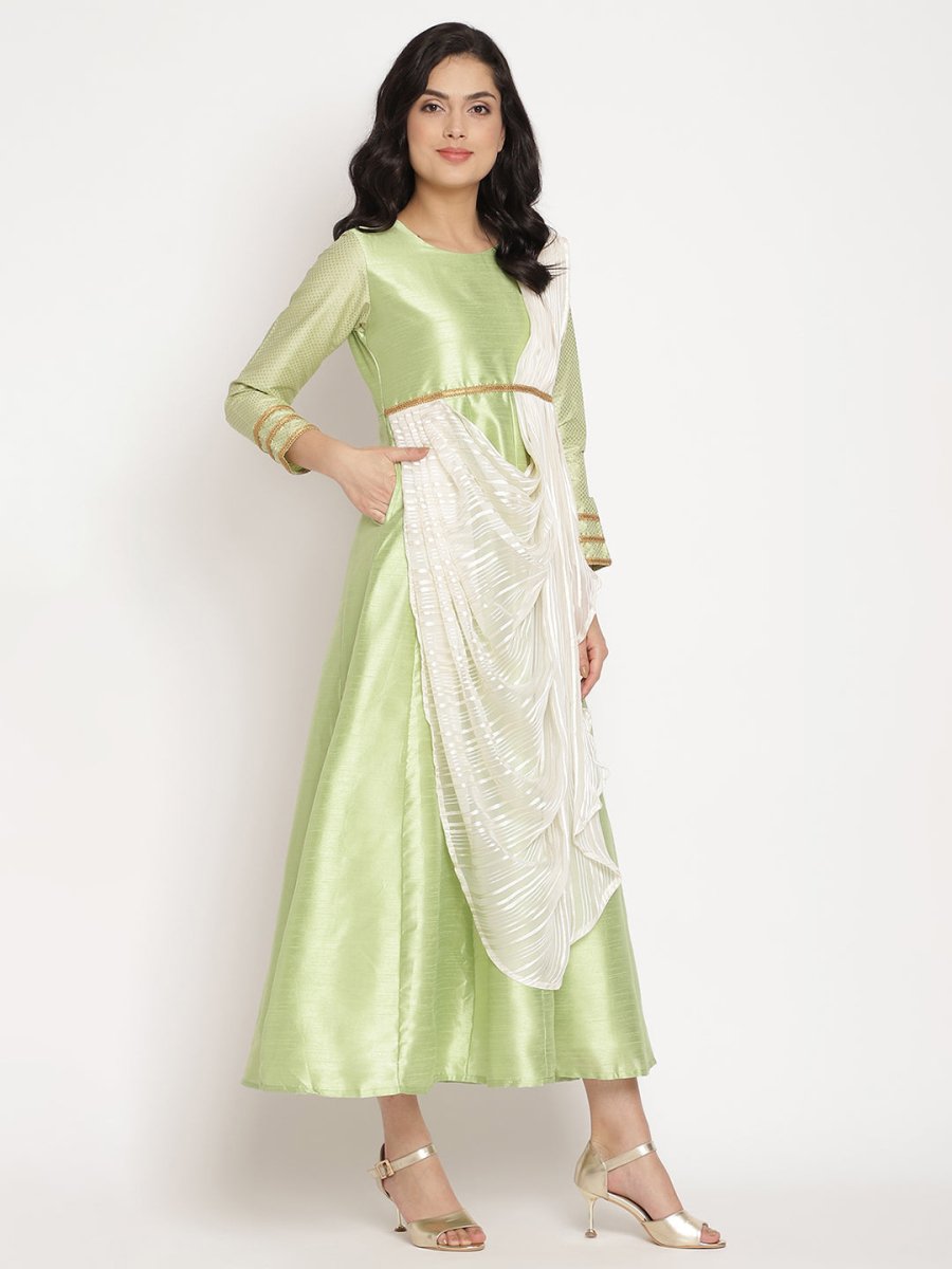 Ahalyaa Gorgeous Green Art Silk Kurta | Grocsy