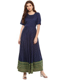 Ahalyaa Navy Blue Flared Kurta Dress | Grocsy