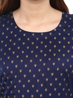 Ahalyaa Navy Blue Flared Kurta Dress | Grocsy