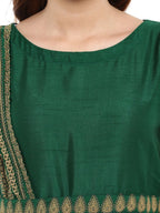 Ahalyaa Printed Faux Silk Anarkali With Attached Dupatta | Grocsy