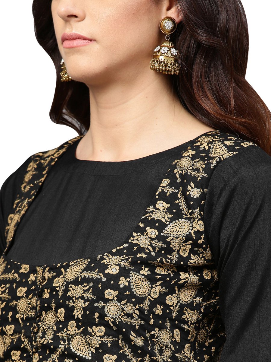 Ahalyaa Black Printed Beautiful Straight Kurta | Grocsy