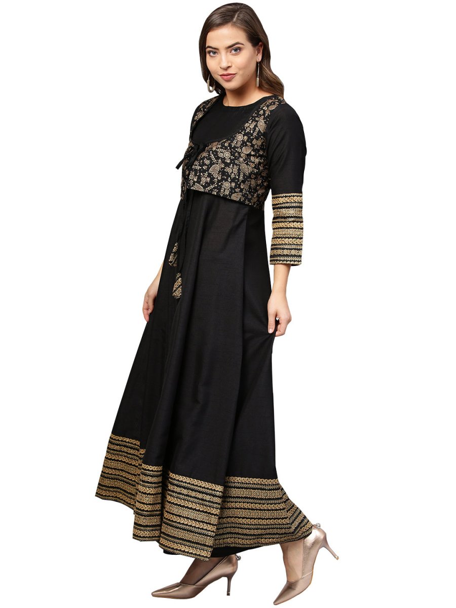 Ahalyaa Black Printed Anarkali Beautiful Kurta | Grocsy