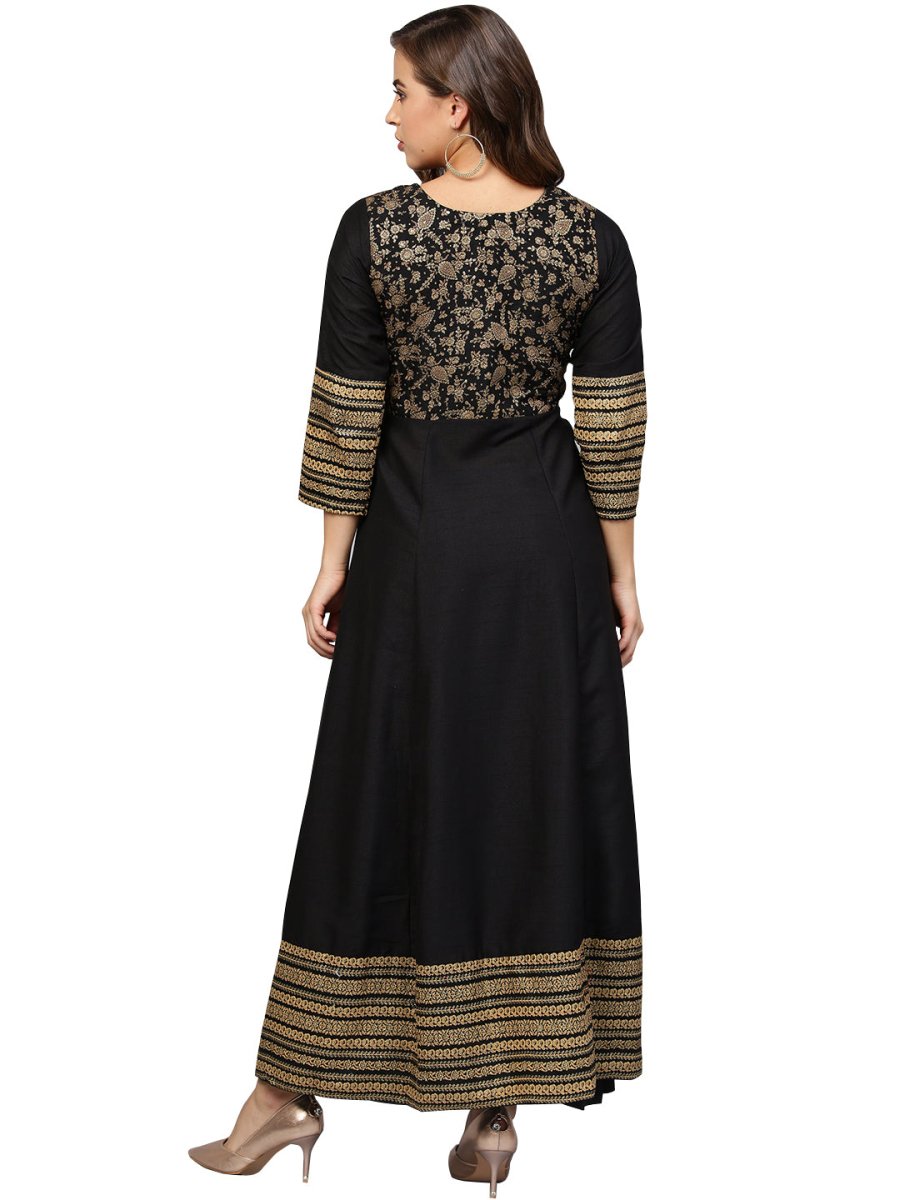 Ahalyaa Black Printed Anarkali Beautiful Kurta | Grocsy