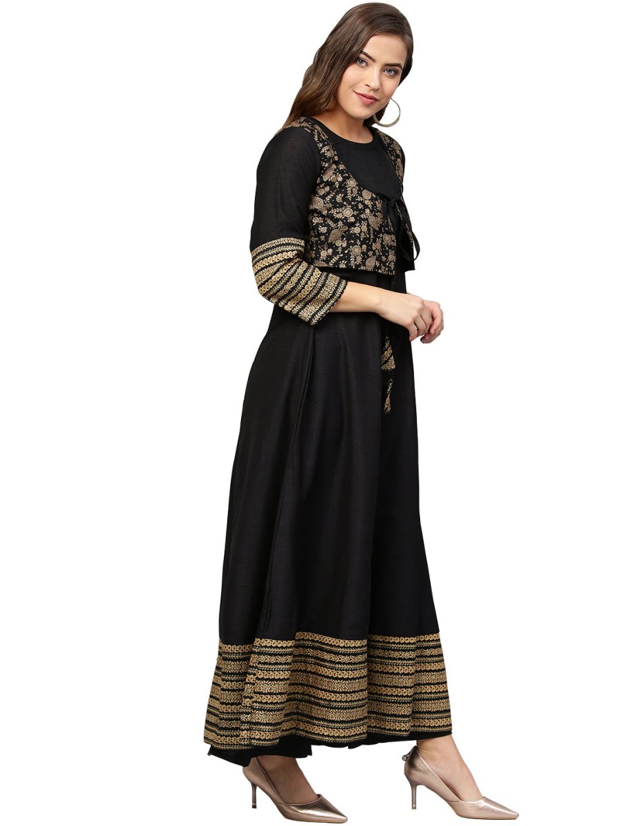Ahalyaa Black Printed Anarkali Beautiful Kurta | Grocsy