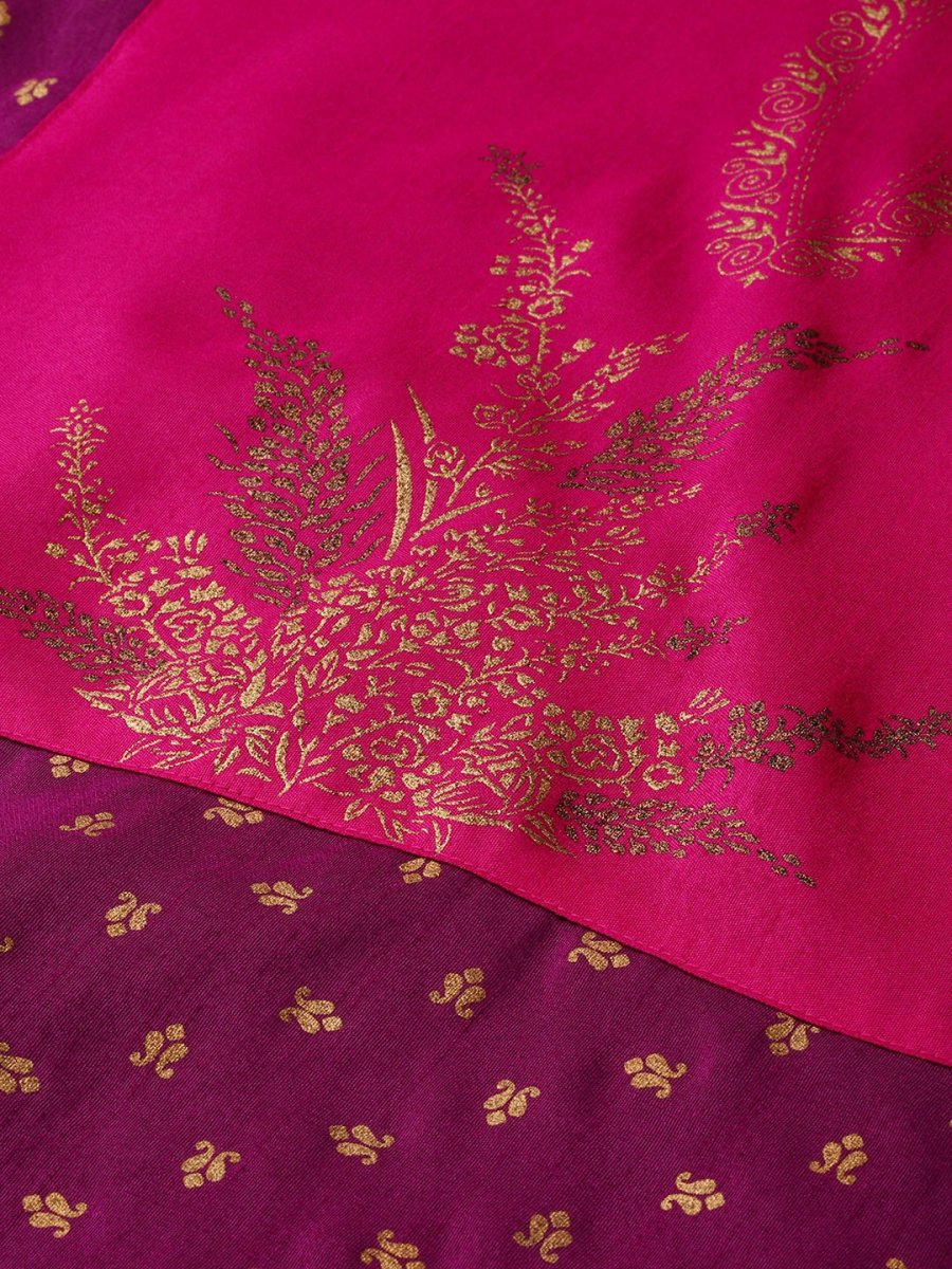 Ahalyaa Magenta & Pink Screen Printed Kurta with Palazzo | Grocsy