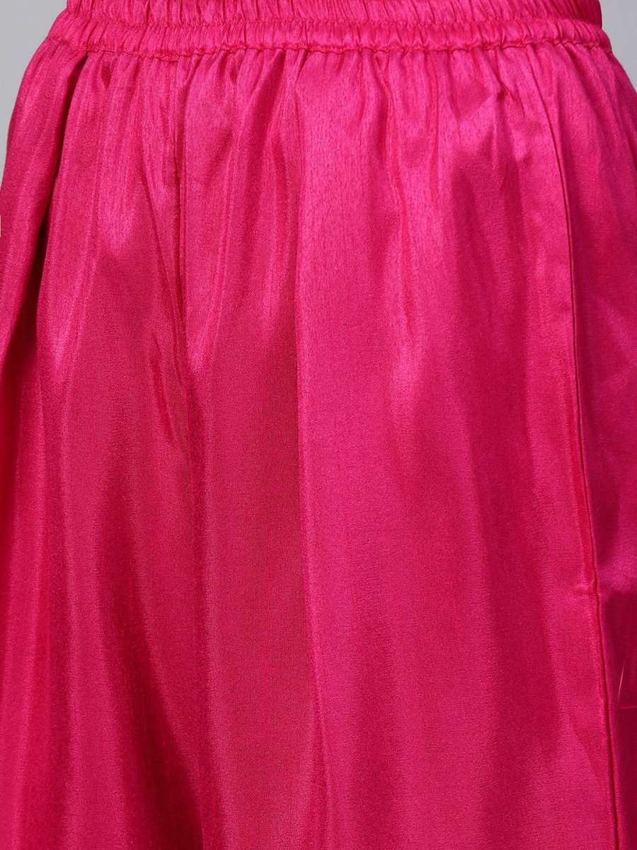 Ahalyaa Magenta & Pink Screen Printed Kurta with Palazzo | Grocsy