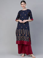 Ahalyaa Printed Kurta With Palazzo | Grocsy
