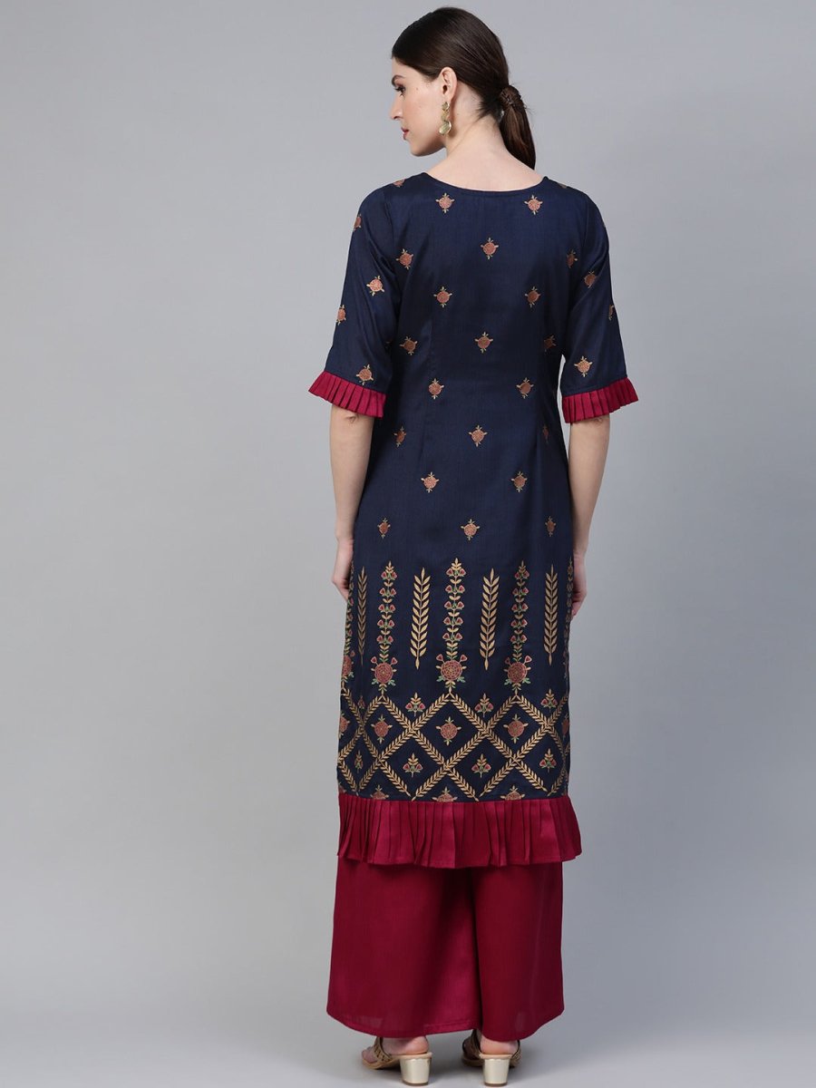 Ahalyaa Printed Kurta With Palazzo | Grocsy