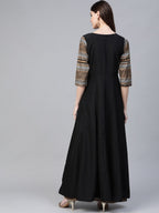Ahalyaa Black Solid Front Slit Kurta With Palazzo | Grocsy