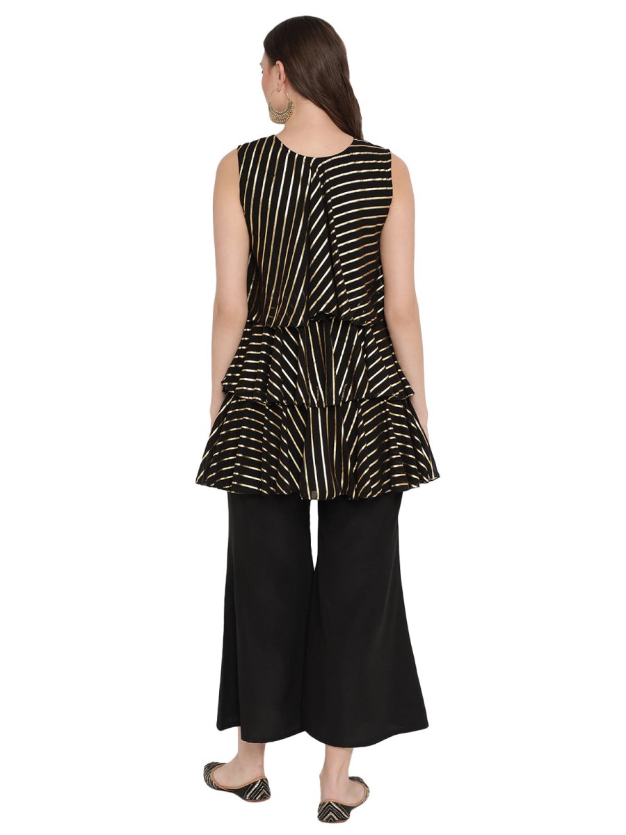 Ahalyaa Crepe Foil Printed Top With Plazzo | Grocsy