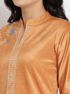 Ahalyaa Women's Orange Color Digital Print Velvet Kurta With Palazzo | Grocsy