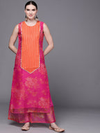 Ahalyaa Women Pink Floral Printed Gotta Patti Kurta with Palazzos | Grocsy