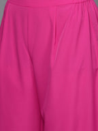 Ahalyaa Women Pink Floral Printed Gotta Patti Kurta with Palazzos | Grocsy