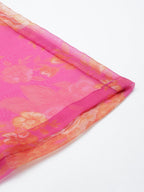 Ahalyaa Women Pink Floral Printed Gotta Patti Kurta with Palazzos | Grocsy