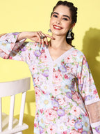 Ahalyaa Women Floral Printed Kurta with Palazzos | Grocsy