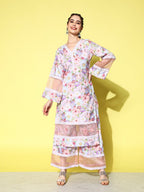 Ahalyaa Women Floral Printed Kurta with Palazzos | Grocsy