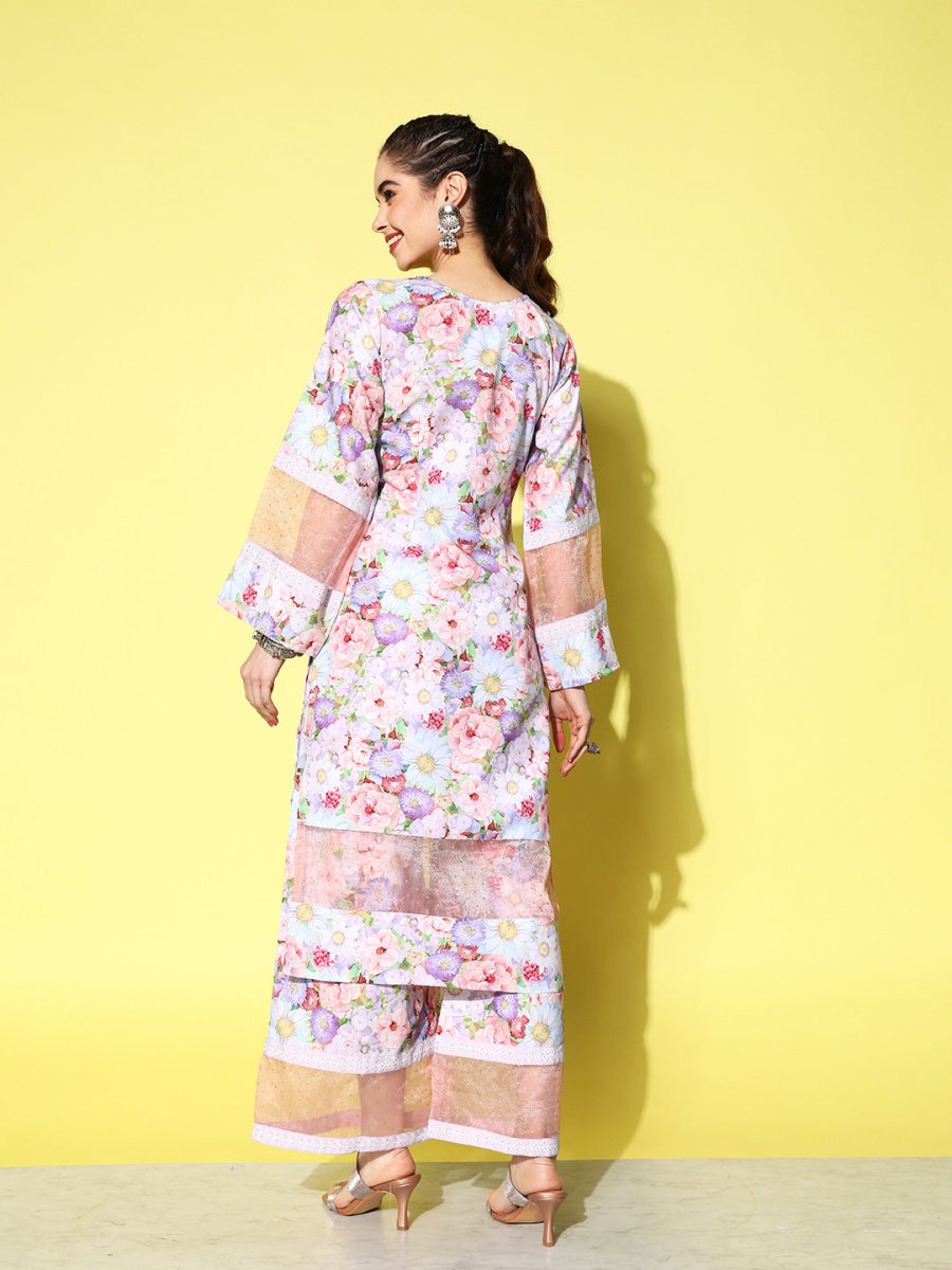 Ahalyaa Women Floral Printed Kurta with Palazzos | Grocsy