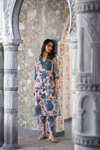 Ahalyaa Women Floral Printed Kurta with Trousers | Grocsy