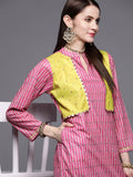 Ahalyaa Women Pink Velvet Kurta with Palazzo | Grocsy