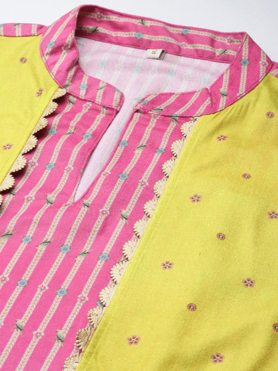 Ahalyaa Women Pink Velvet Kurta with Palazzo | Grocsy