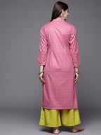 Ahalyaa Women Pink Velvet Kurta with Palazzo | Grocsy