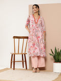 Ahalyaa Women Floral Printed Pleated Kurta With Palazzos | Grocsy