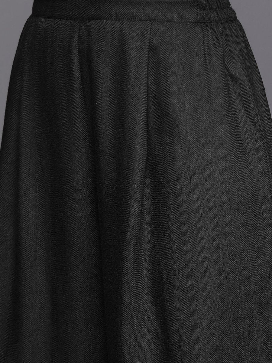 Ahalyaa Women Black Embroidered Aari Work Pashmina Kurta With Palazzos | Grocsy