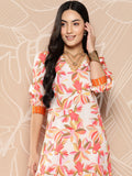 Ahalyaa Floral Printed Regular Gotta Patti Kurta with Palazzos | Grocsy