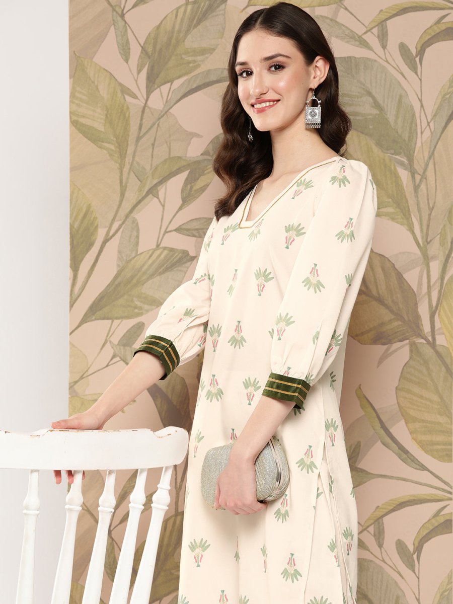Ahalyaa Women Floral Printed Regular Gotta Patti Kurta with Palazzos | Grocsy